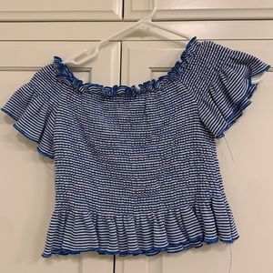 Royal blue and white crop top